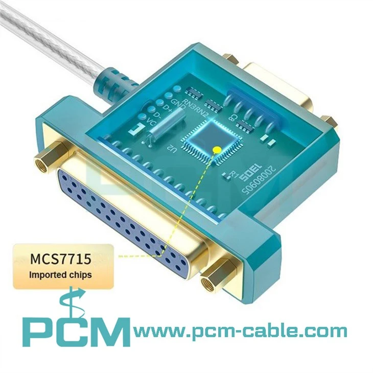 Seriell DB9 RS232 DB25 parallellkabel
