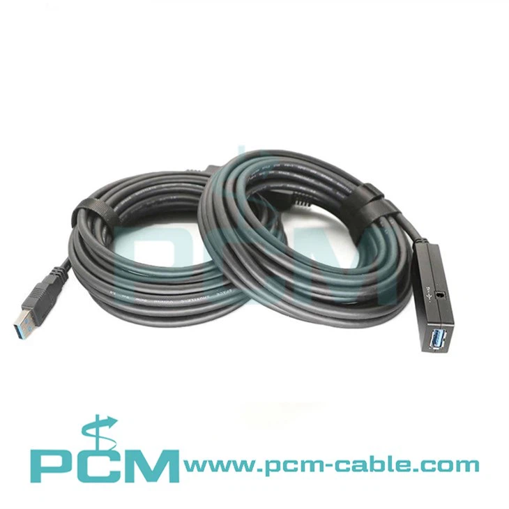 USB 3.0 Active Repeater-förlängningskabel hane till hona USB Repeater-kabel med 2 signalförstärkare och USB-strömförsörjning, med DC-strömförsörjning för hårddisk, bärbar dator, skrivare