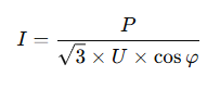 Taking a 380V three-phase motor as an example, the current calculation formula is Taking a 380V three-phase motor as an example, the current calculation formula is