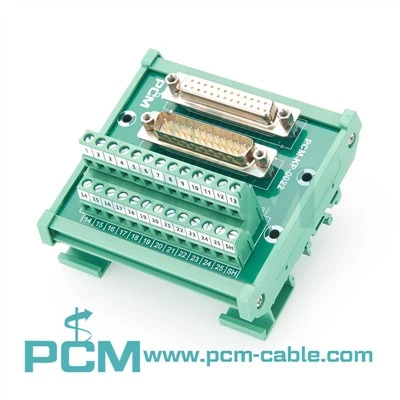 DB25 hane hona Breakout Board terminalblock för DIN-skena montering
