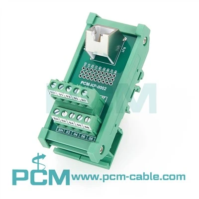 DIN-skena RJ45 till terminalblocksadapter - 45 grad