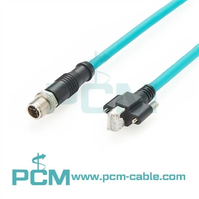 M12 x kodad 8 pol till RJ45 industriell Ethernet -kabel för Cognex Industrial Camera, streckkodsscanner