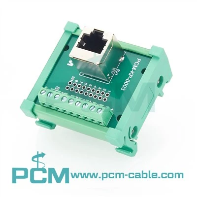 RJ45 hona till terminalblock Breakout Board för DIN-skena